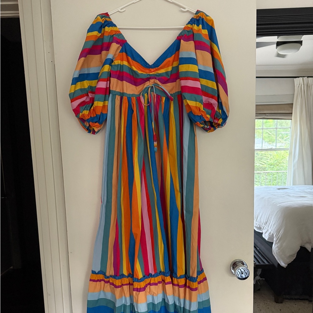 Like New ✨ Farm Rio Striped Scarf Maxi Dress - Picture 3 of 9